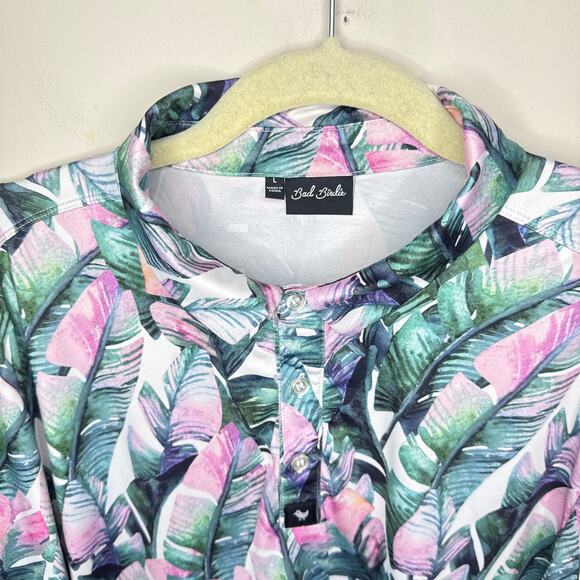 Bad Birdie Men's Size Large Feather Performance‎ Golf Shirt EUC Bright Abstract - Picture 4 of 10